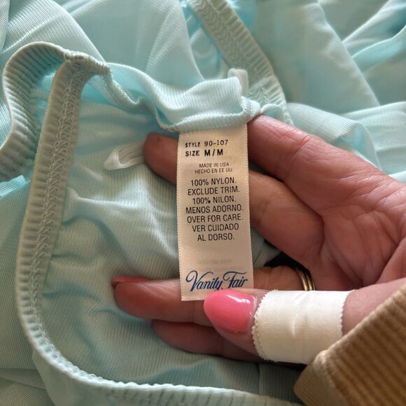 1970s Vanity Faire Azure‎ Mist Blue Medium Short Sleeve Top Pants Pajama Set NWT - Picture 10 of 10